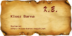 Klosz Barna névjegykártya